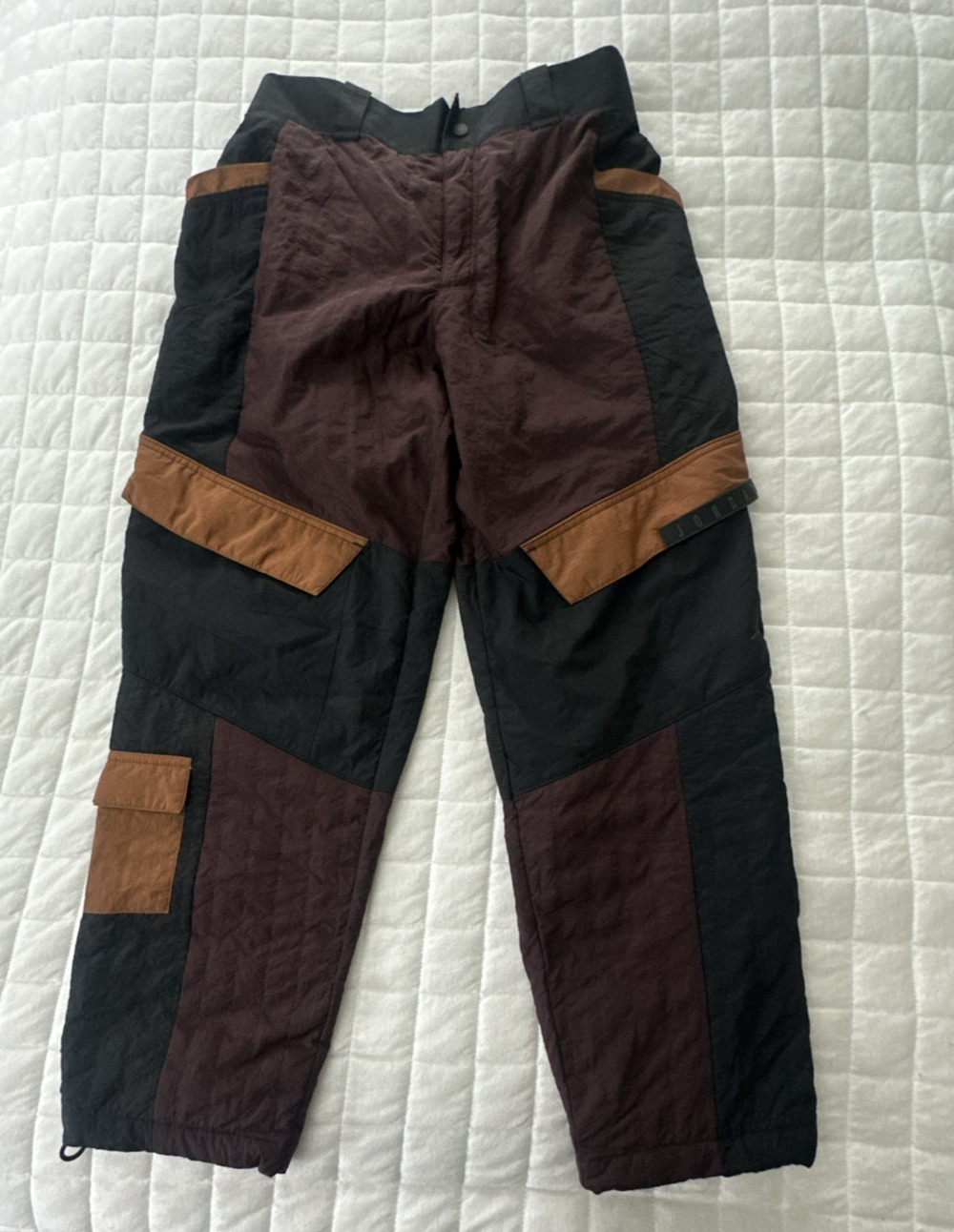 Nike Air Jordan Pants Womens XL Brown Cozy Girl Colorblock Cargo Streetwear